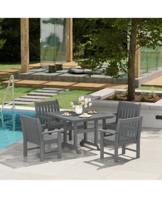 5-Piece HDPE Outdoor Patio Chair and Square Table Dining Set