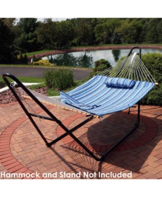 Outdoor Weather-Resistant Polyester Quilted Hammock Cushion Pad and Hammock Pillow with Ties