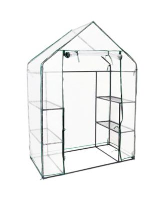 Outdoor Portable Tiered Growing Rack Deluxe Walk-In Greenhouse with ...