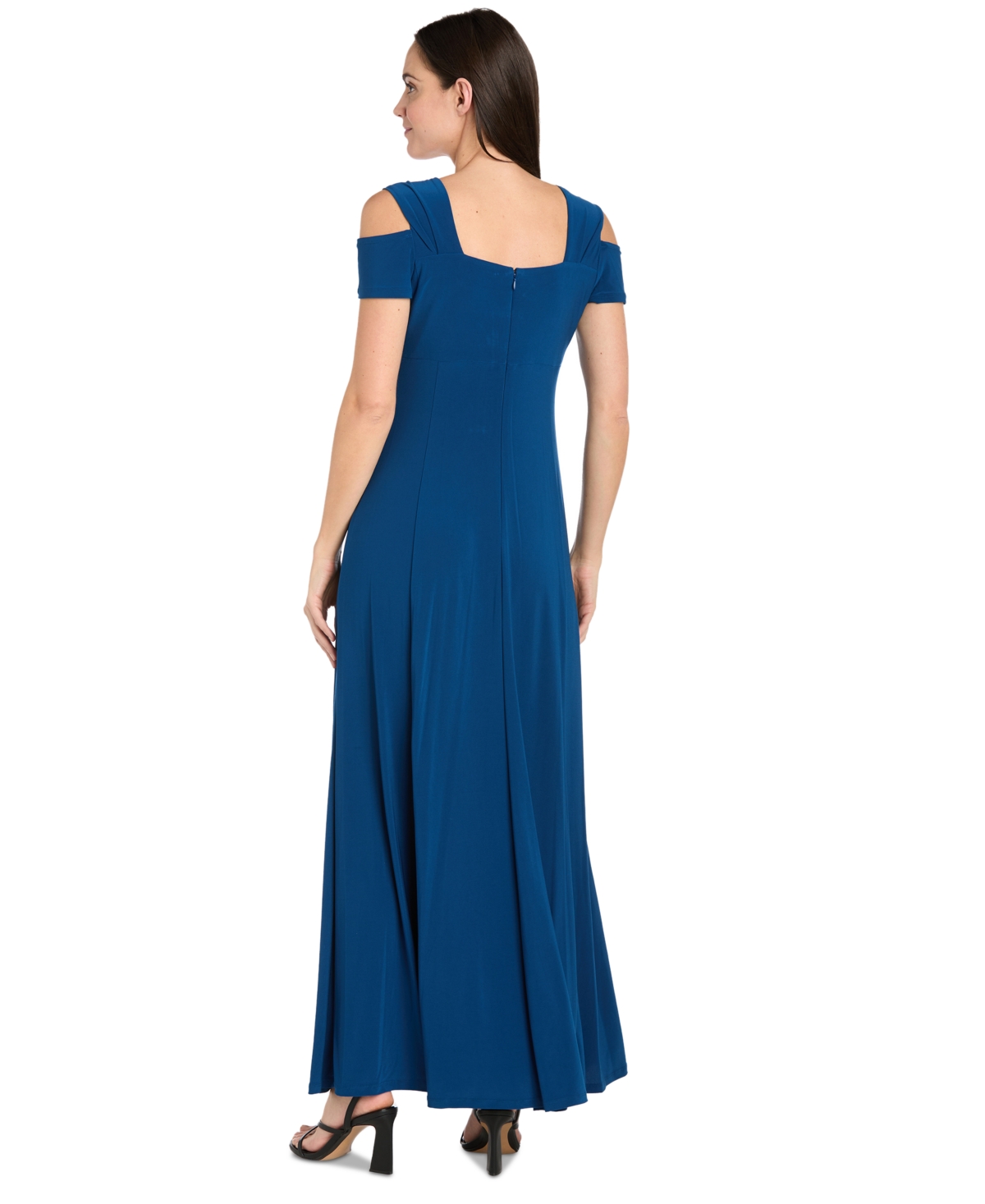 R & M Richards Cold-shoulder Gown In Peacock