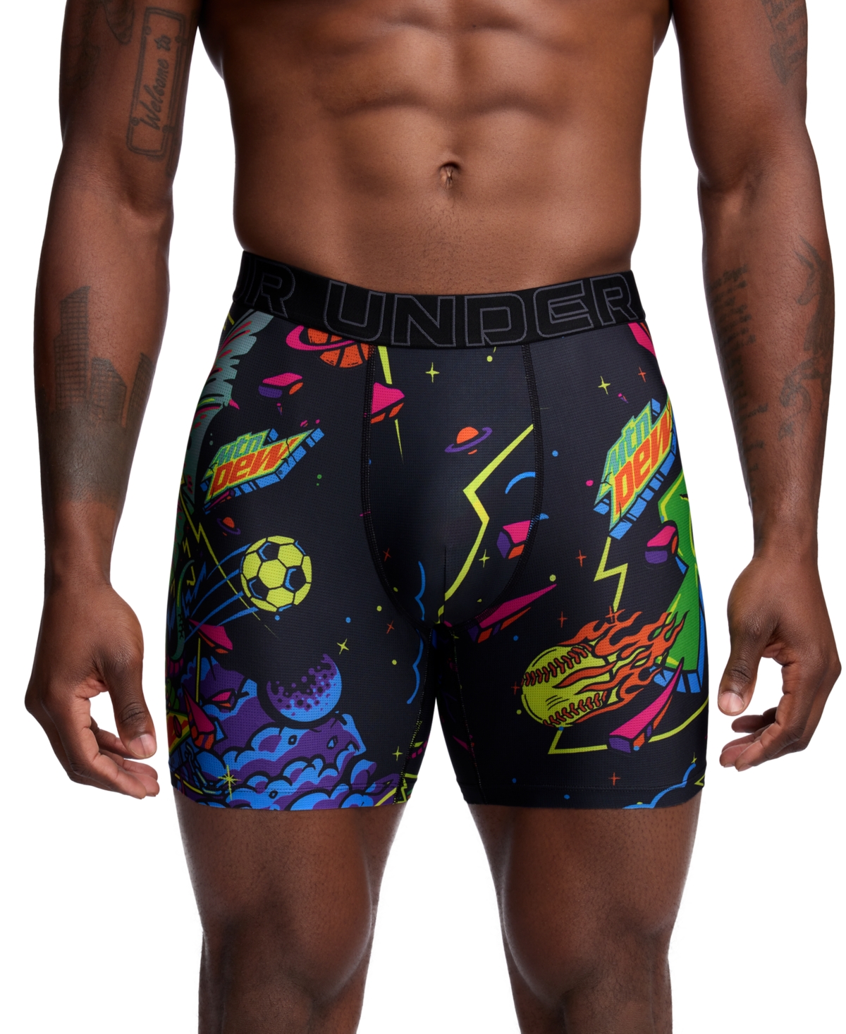 Men's Performance Tech Mesh Graphic 6" Boxer Briefs - Black