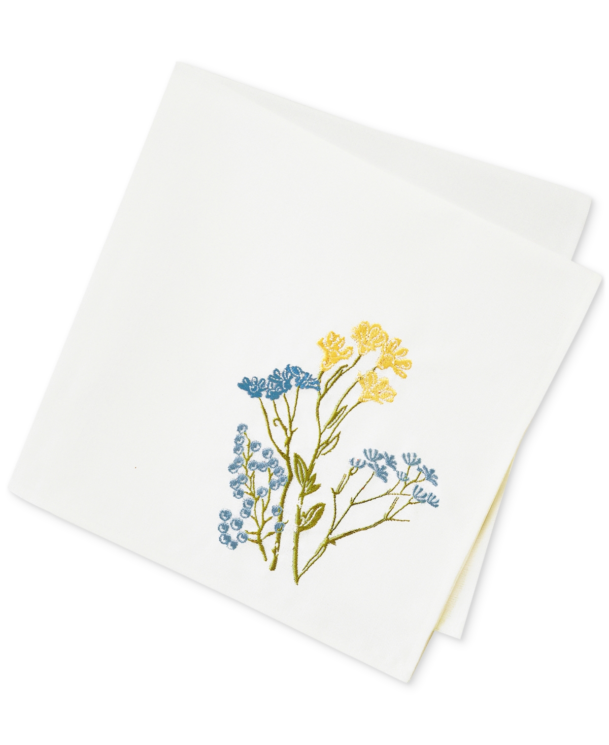 Lenox Wildflowers Border Embroidered 19" X 19" Napkin, Set Of 4 In Blue,white
