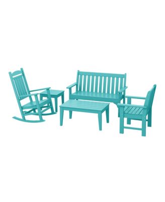 5-Piece HDPE Outdoor Patio Furniture Couch and Rocking Chair Set