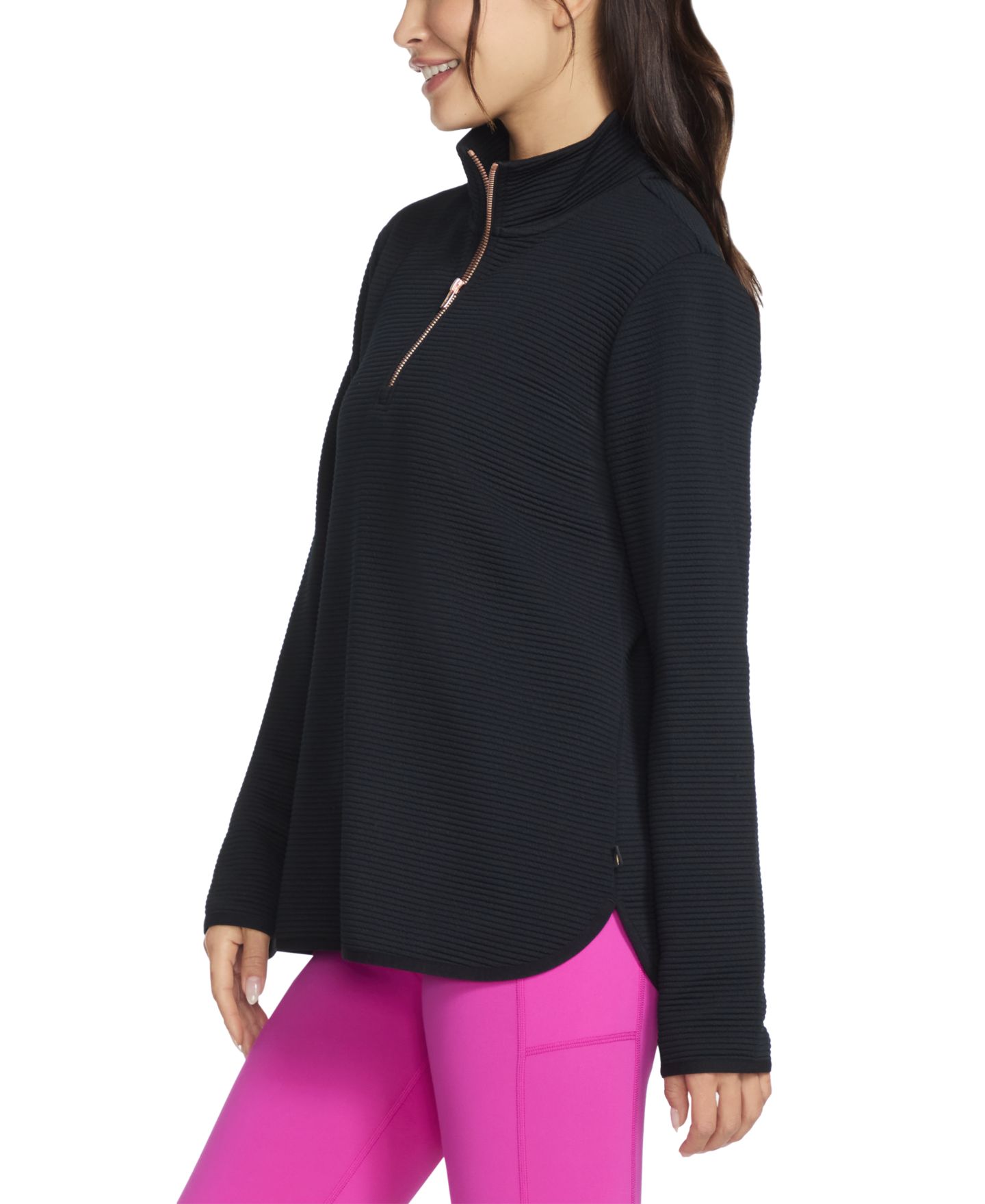 Женская толстовка на молнии Skechers Sketchers Go Walk Ottoman 1/4 Zip - Cozy Fit, цвет: Насыщенный чёрный — фото 2