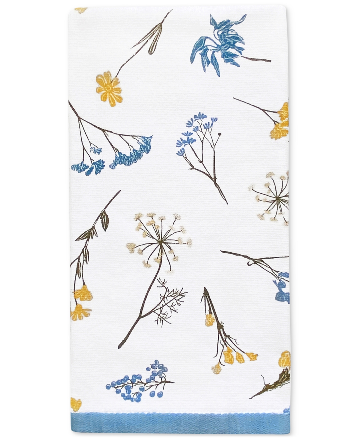 Lenox Wildflowers Printed & Embroidered Kitchen Towels, Set Of 2 In Blue,white