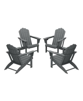 Outdoor Patio HDPE Adirondack Chairs With Cup Holders