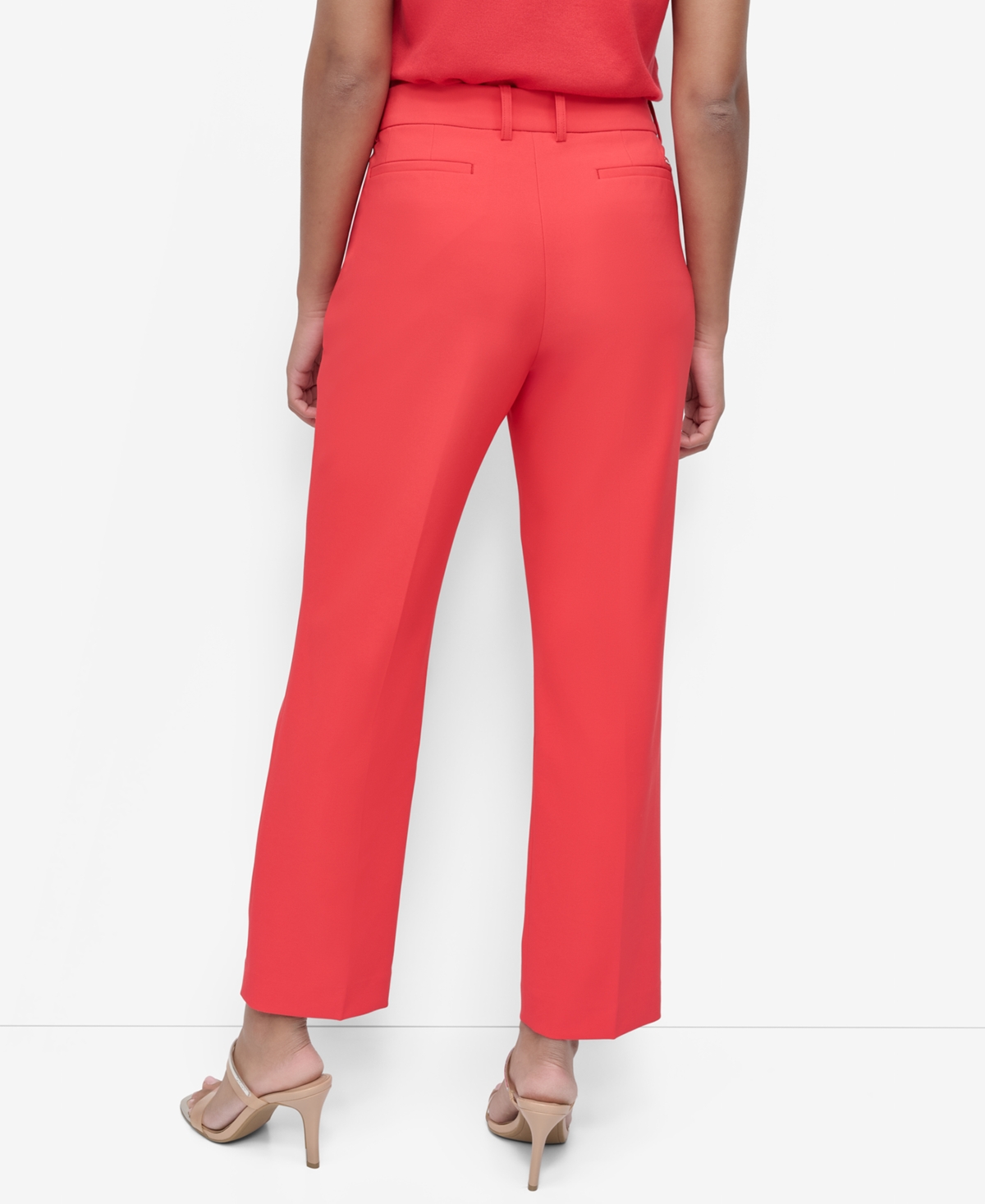 Dkny Women's Piped Straight-leg Mid-rise Pants In Watermelon Sugar