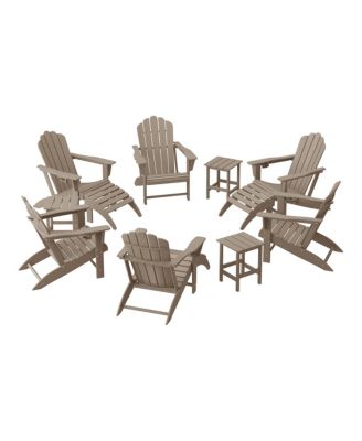 12-Piece HDPE Outdoor Patio Furniture Adirondack Chair Conversation Table Set