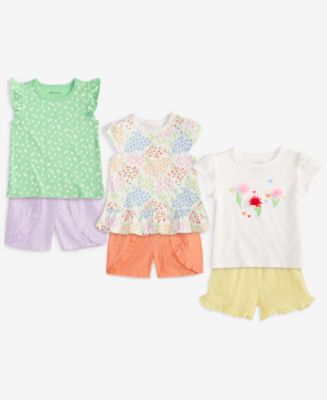 First Impressions Baby Girls Mix and Match Flower T-Shirts & Ruffled ...