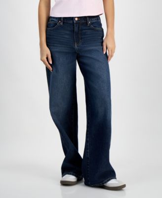 Juniors' High Rise Baggy Wide-Leg Curvy Jeans
