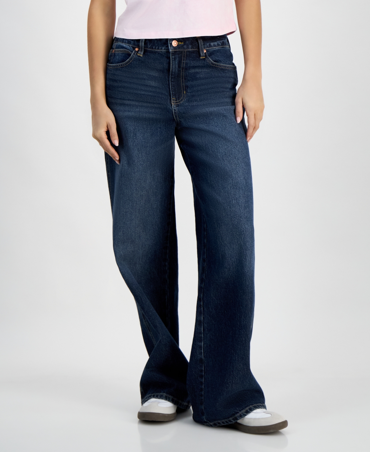 Celebrity Pink Juniors' High Rise Baggy Wide-leg Curvy Jeans In Zelda