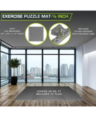 Exercise Puzzle Mat 1/2-in, Blue, 48 Sq Ft - 12 Tiles