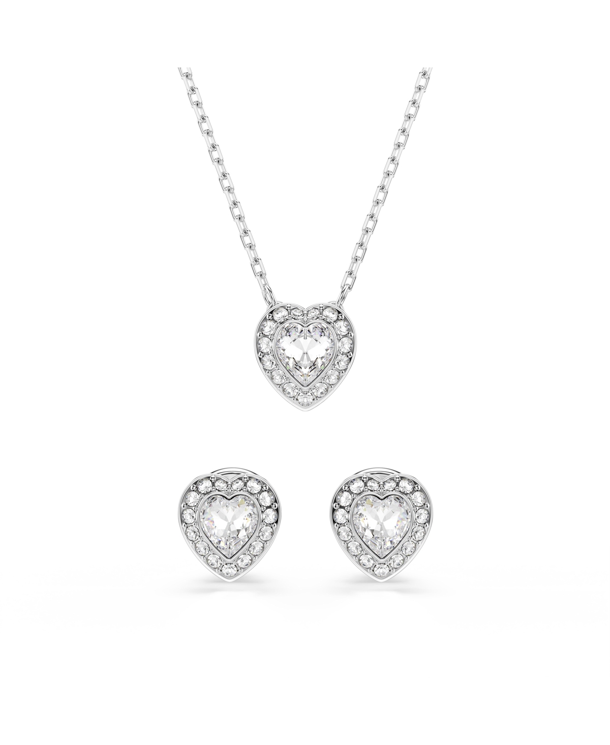 Swarovski X Ariana Grande Rhodium Plated Heart Mixed Cuts Set In Silver