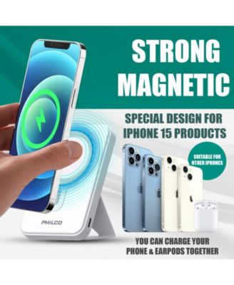 MAGSAFE Power Bank 6000mAh, Portable Wireless Charger with MagSafe , USB-C, Leather Holder for iPhone 12/13/14/15