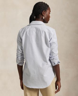 Women's Stretch Slim Fit Striped Oxford Shirt