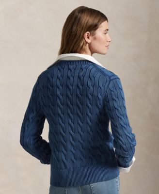 Women's Cable-Knit Cotton Cardigan Sweater