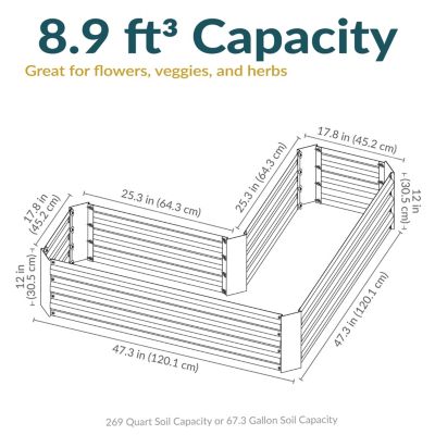 Galvanized Steel L-Shaped Raised Garden Bed