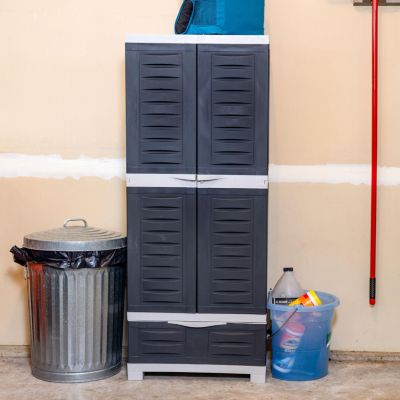 Versatile Storage Cabinet with 3 Adjustable Shelves and Lockable Doors - 57.5"