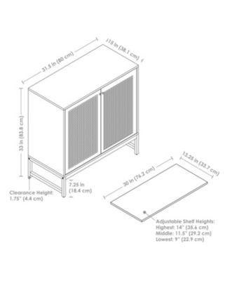 2-Door MDF Accent Cabinet with Built-In Shelf and Rattan Doors - 31.5" W x 15" D x 33" H