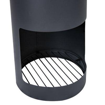 Steel Chiminea with Built-In Log Holder - Black - 59" H
