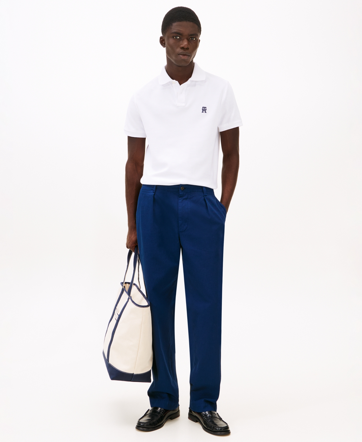 Tommy Hilfiger Men's Short Sleeve Monogram Logo Polo Shirt In White