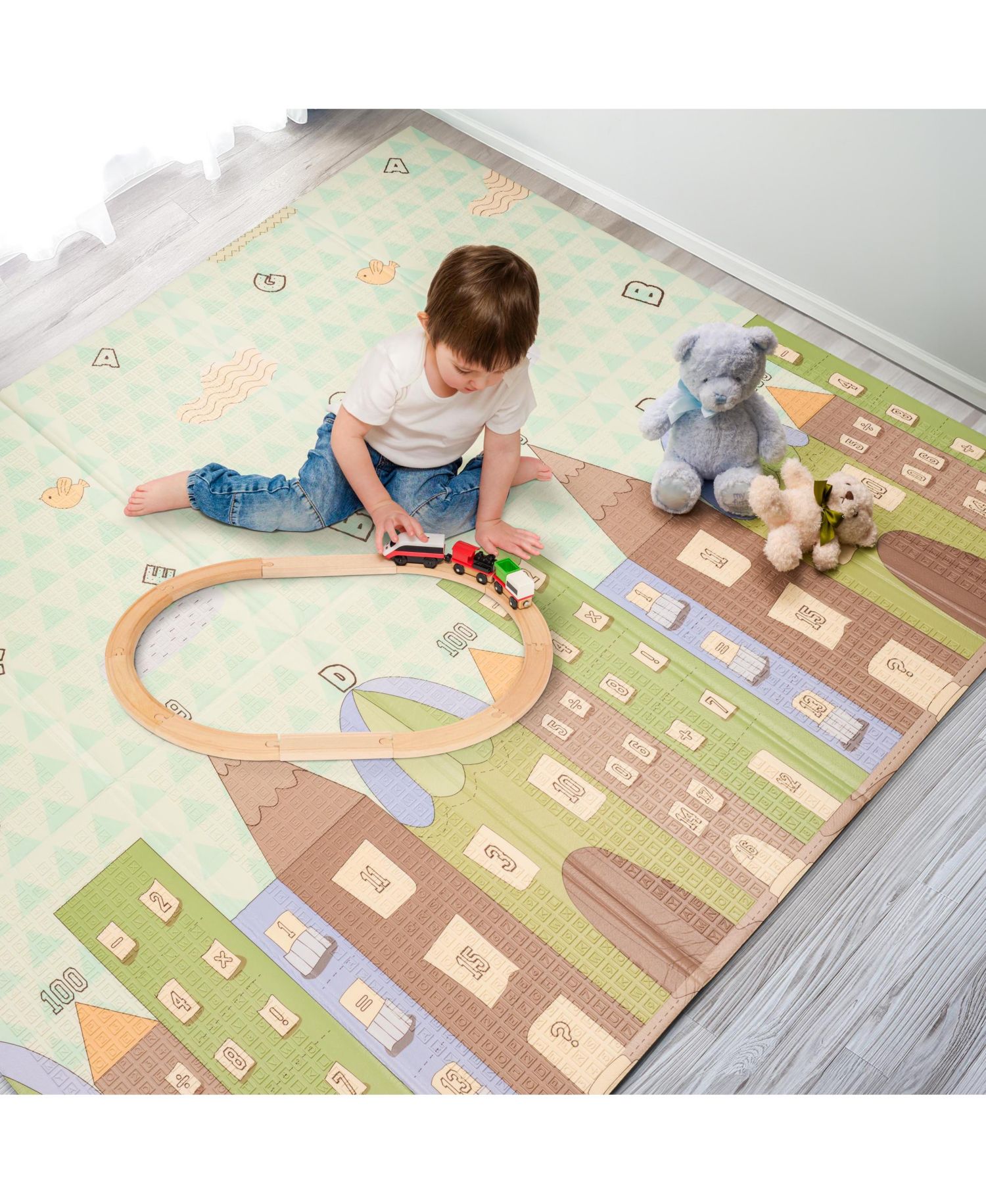 (78" x 70") Foldable Play Mats with Travel Bag - for Babies, Toddlers, and Kids Playtime & Tummy Time