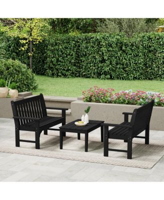 3-Piece HDPE Outdoor Patio Furniture Couch and Coffee Table Set