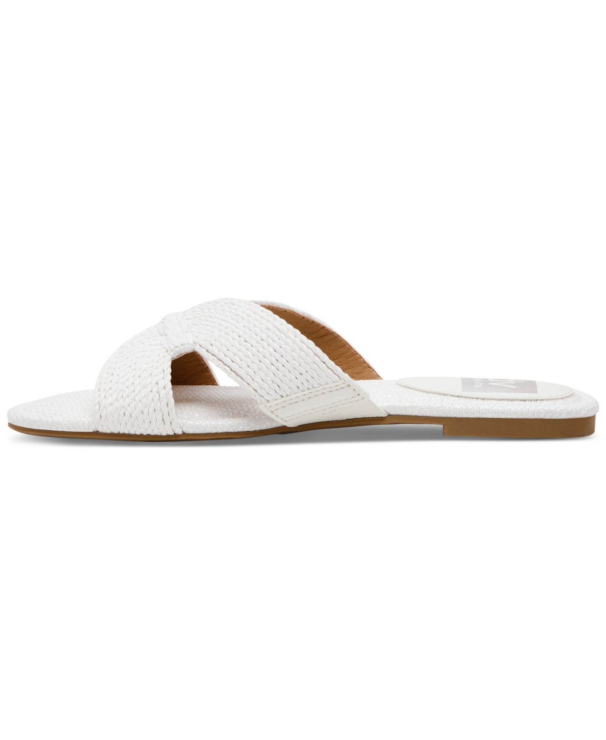 Dv Dolce Vita Women's Geeya Raffia Criss Cross Strap Flat Slide Sandals In White,white Raffia