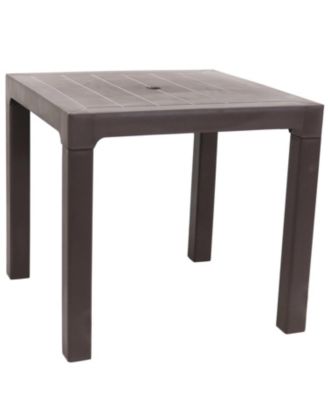 31" Square Polypropylene Indoor/Outdoor Patio Dining Table, Brown