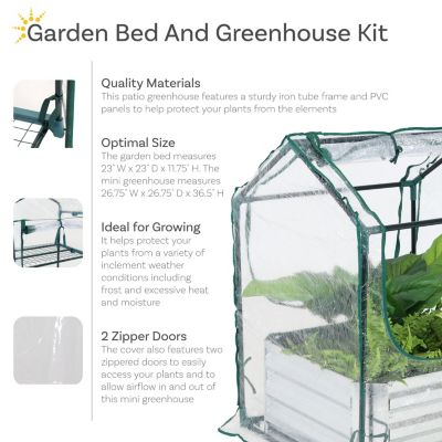 Steel Raised Garden Bed with PVC Greenhouse Cover - Clear