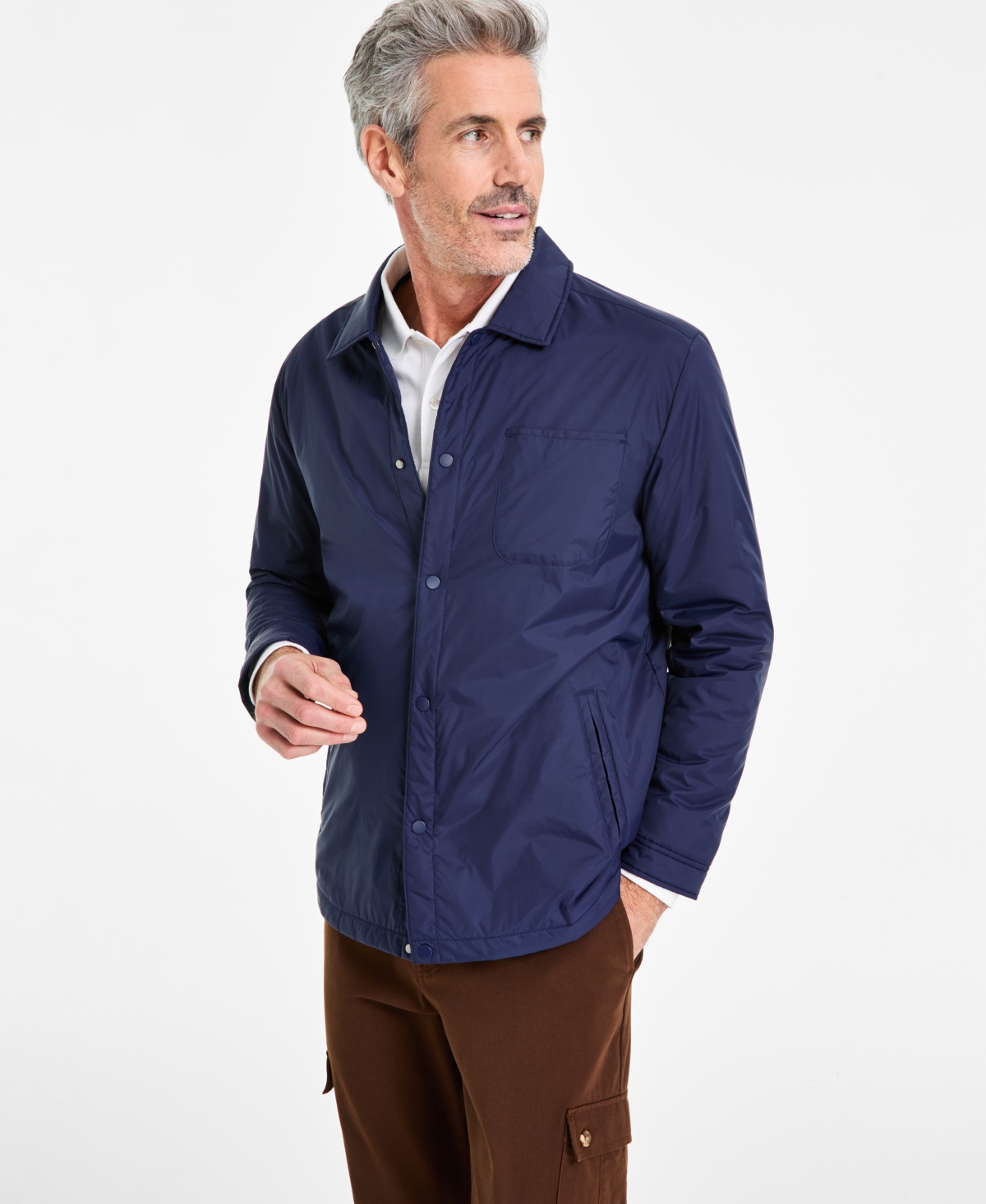 Men's Lightweight Fill Shacket, Exclusively at Macy's - Navy Blue