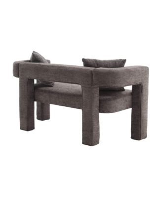 Modern Chenille Loveseat Bench, Upholstered 2-Seater Sofa with Pillows, Small Accent Couch for Bedroom or Living Room-The Pop Home