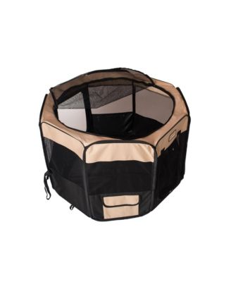 PP003BGE-M Portable Pet Playpen in Black and Beige Combo for Puppies, Kittens, and Large Dogs