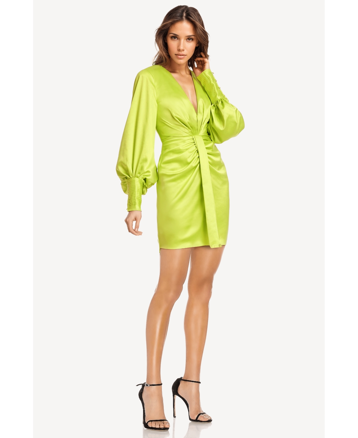 Women's The Vera Ruched Balloon Sleeve Cocktail Dress - Bright green