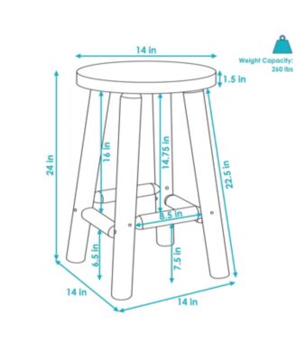 Unfinished Wood Round Top Counter-Height Stool - Fir Wood - 24"