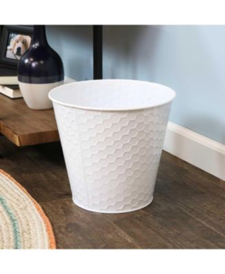 Indoor/Outdoor Organizational and Decorative Galvanized Steel Bucket or Planter with Imprinted Hexagon Pattern - 4pk