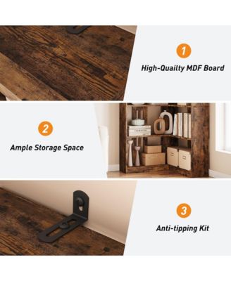 Farmhouse Bookshelf Corner Bookcase 72.8” Large Bookcase