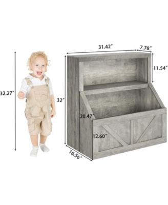 Kids Bookshelf, Wooden Toy Storage Organizer with Cubby