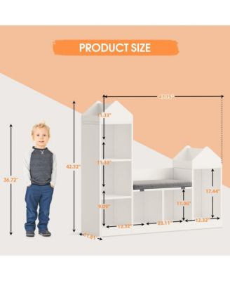 Children Bookcase with Reading Nook 6-Cubby Toy Storage Organizer