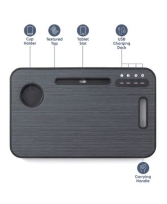 Foldable & Lightweight Lap Desk with USB Ports - Ideal for Working, Reading, or Eating - Small