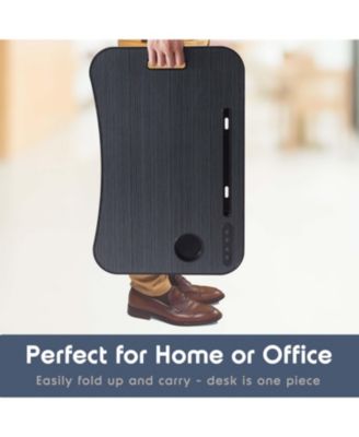 Foldable & Lightweight Lap Desk with USB Ports - Ideal for Working, Reading, or Eating - Large