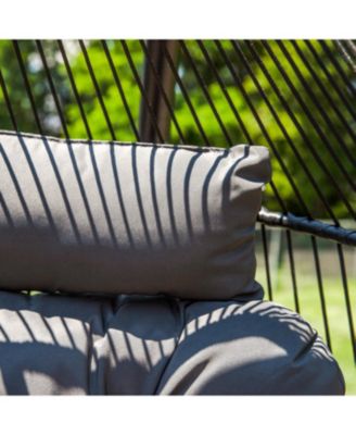 Outdoor Andrei Hanging Double Egg Chair with Cushion and Headrests - Dark Gray