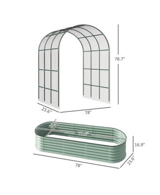 Raised Garden Beds with Arch Trellis, Galvanized Planter Box