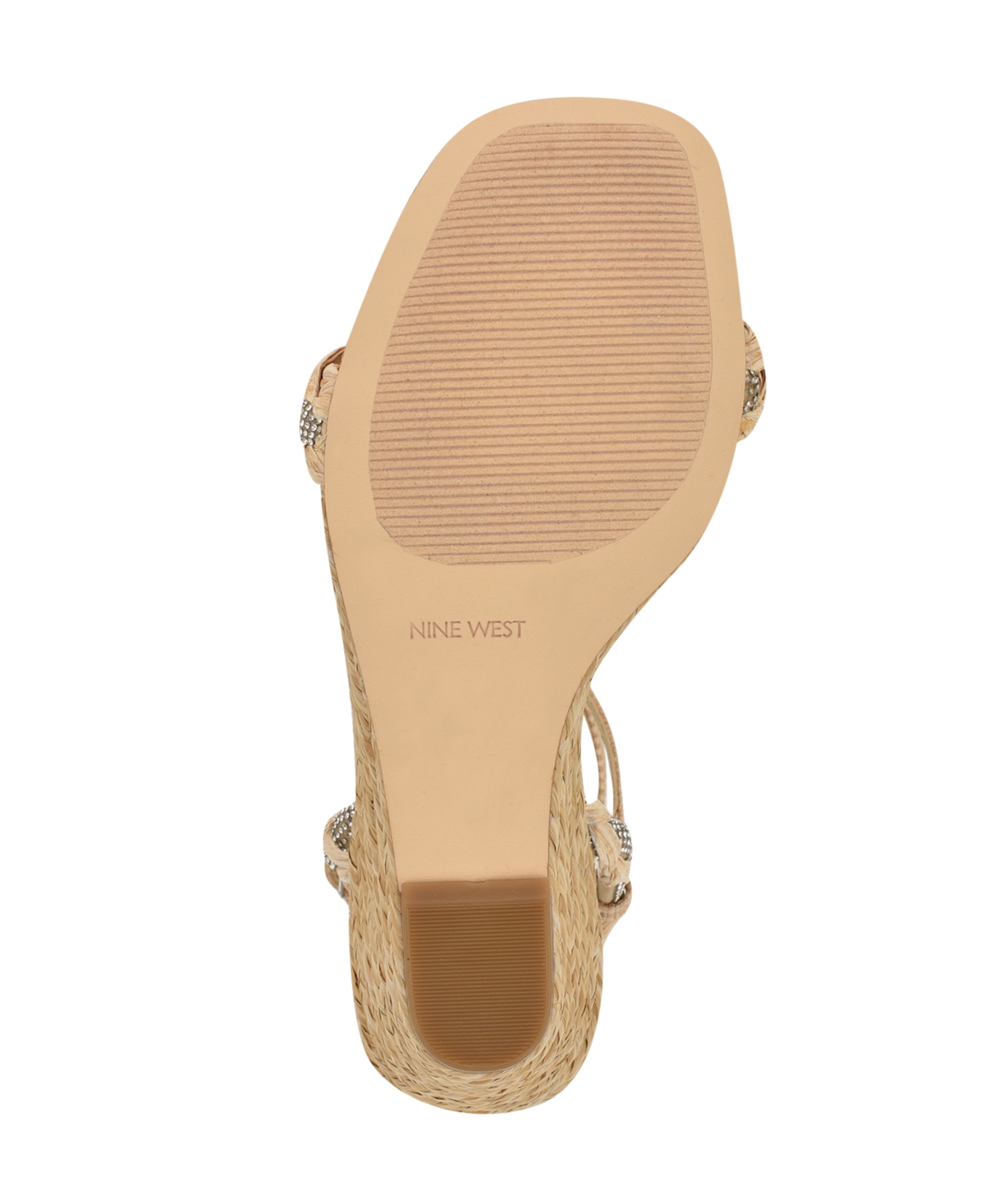 Nine West Women's Nashy Woven Embellished Wedge Sandals In Light Natural