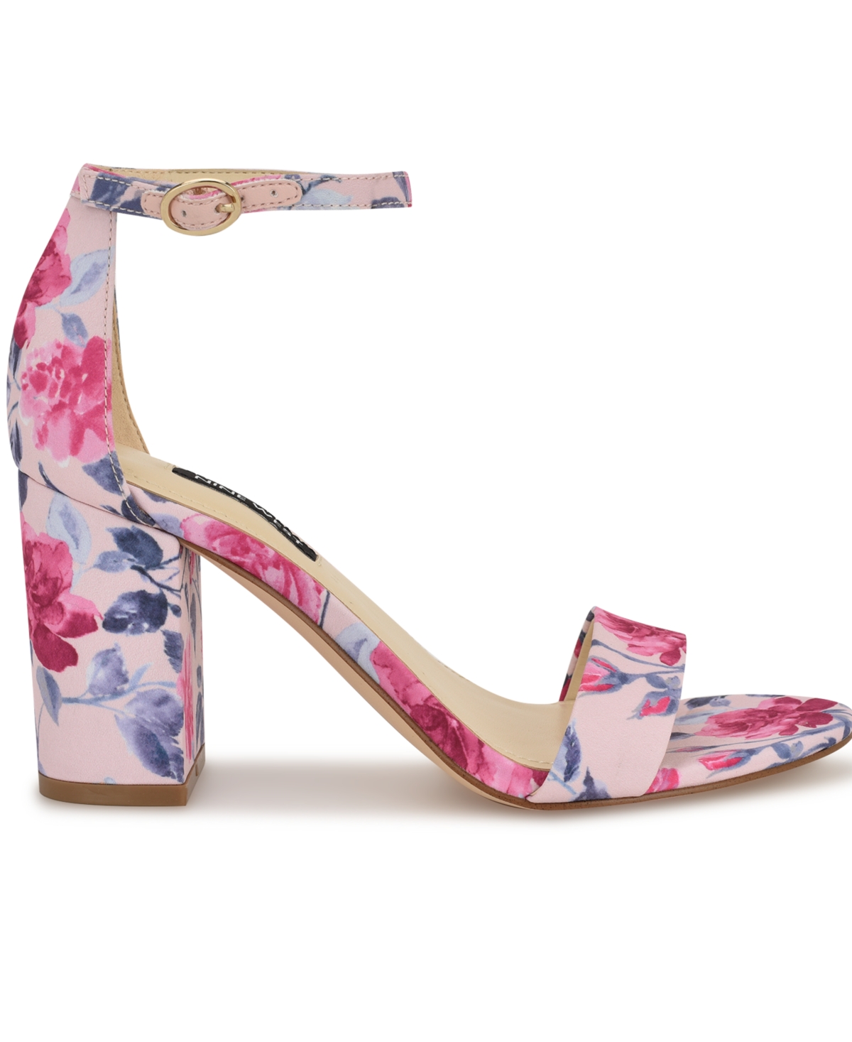 Nine West Women's Toniann Open Toe Dress Sandals In Pink Mystic Garden Print Multi