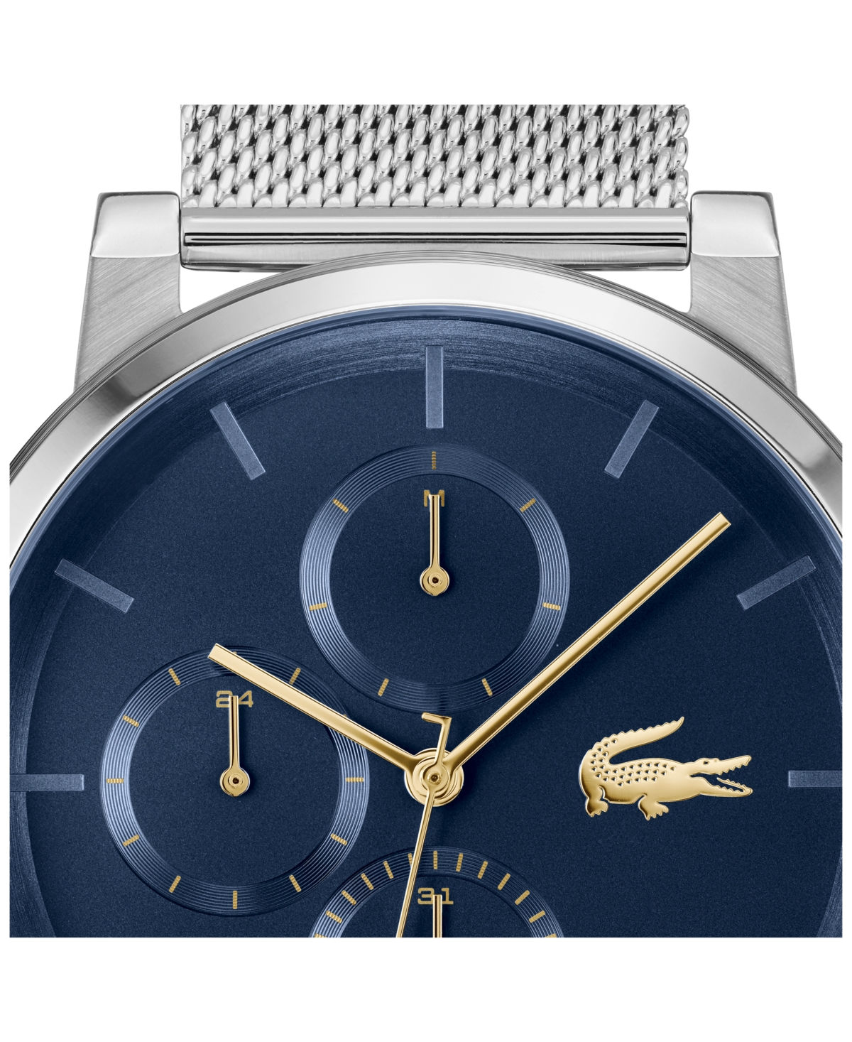 Shop Lacoste Men's Replay Silver Tone Stainless Steel Mesh Bracelet Watch, 44mm