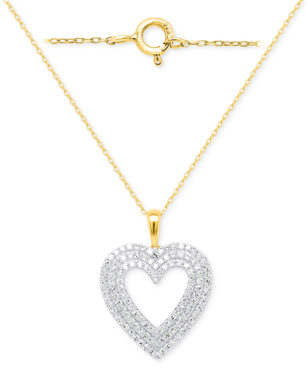 Forever Grown Diamonds Lab-grown Diamond Heart Pendant 18" Necklace (2 Ct. T.w.) In Sterling Silver Or 14k Gold-plated Ster In Gold-plated Sterling Silver