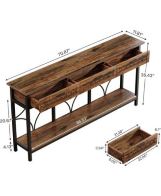 Console Table with Drawers, 70.9" Extra Long Entryway Table with Storage, Farmhouse Behind Couch Table Hallway Table Wood Accent Table