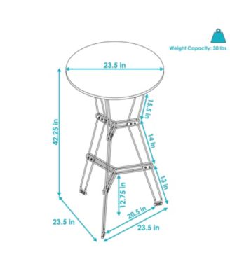 Indoor Modern Furniture Steel Wire Bar Table with Faux Woodgrain Tabletop - Brown