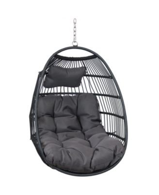 Outdoor Resin Wicker Julia Hanging Basket Egg Chair Swing with Cushions and Headrest - 2pc